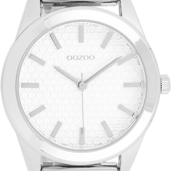 OOZOO zilverkleurig horloge met witte wijzerplaat - C11418