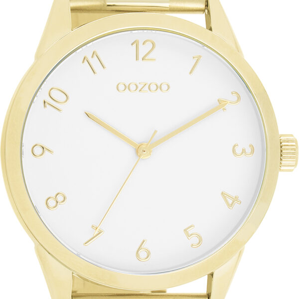 OOZOO goudkleurig horloge met witte wijzerplaat - C11424