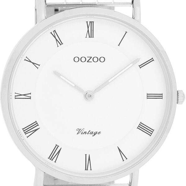 OOZOO zilverkleurig horloge met witte wijzerplaat - C20365