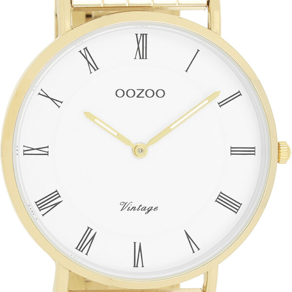 OOZOO goudkleurig horloge met witte wijzerplaat - C20369