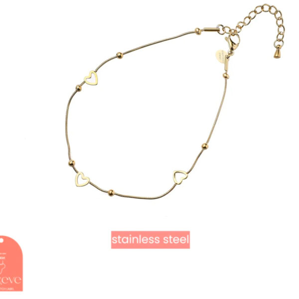 Go Dutch Label Smooth Hearts Anklet