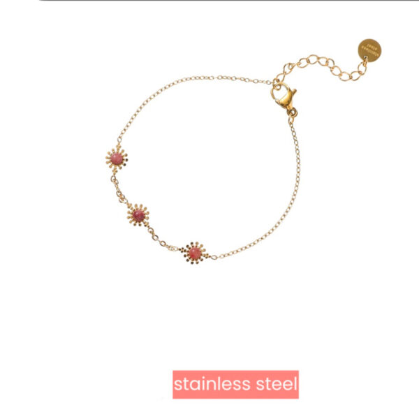 Go Dutch Label Bracelet 3 Flowers Pink