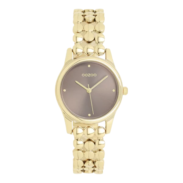 OOZOO Goudkleurig horloge met stippenband C11632
