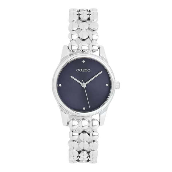 OOZOO Zilverkleurig horloge met stippenband C11630