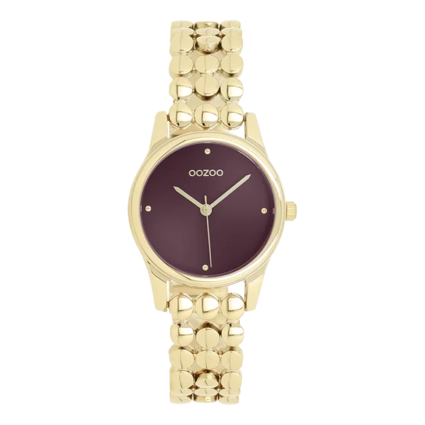 OOZOO Goudkleurig horloge met stippenband C11633