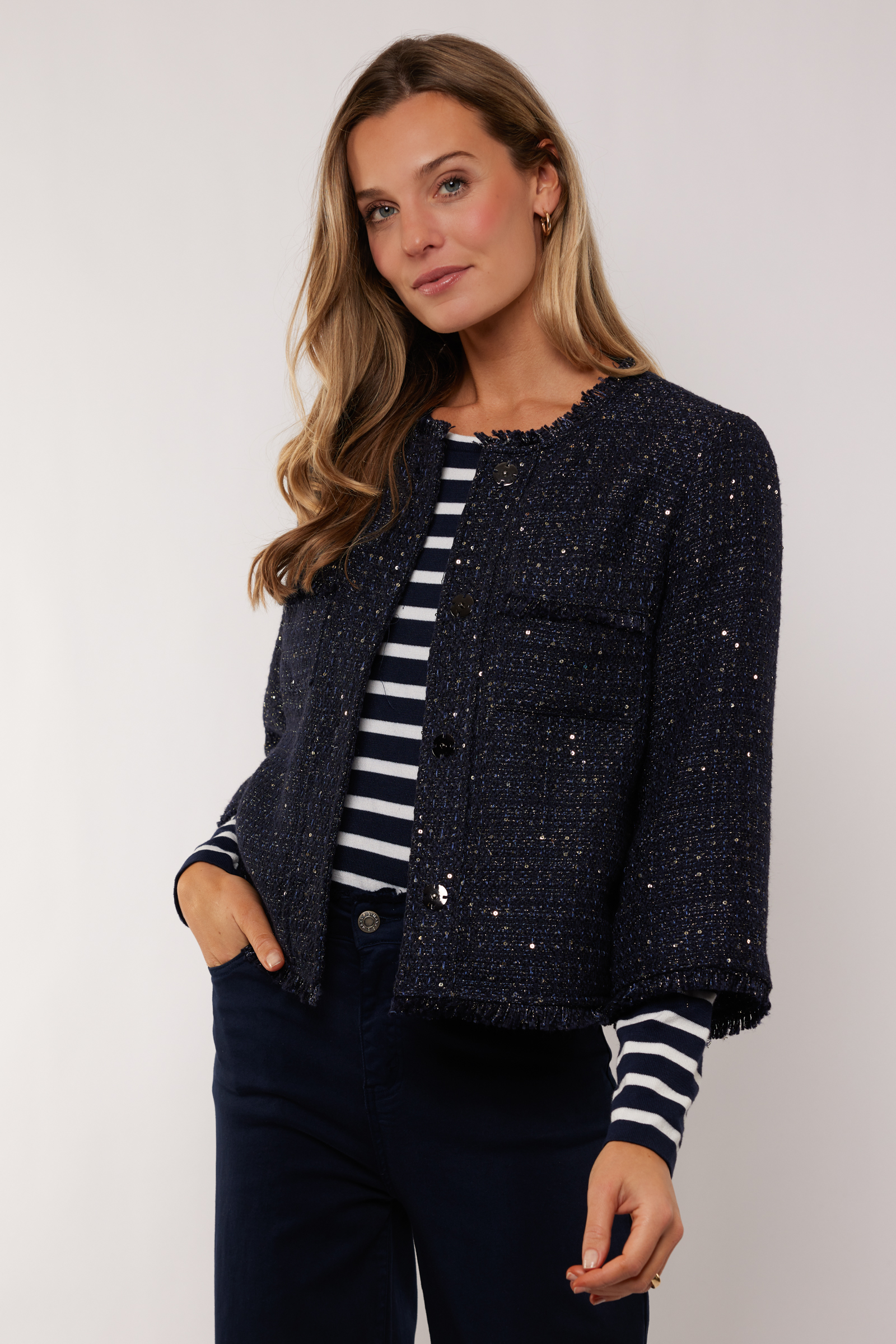 G-Maxx Alianne Top Dark Sapphire/Wool White - Afbeelding 6