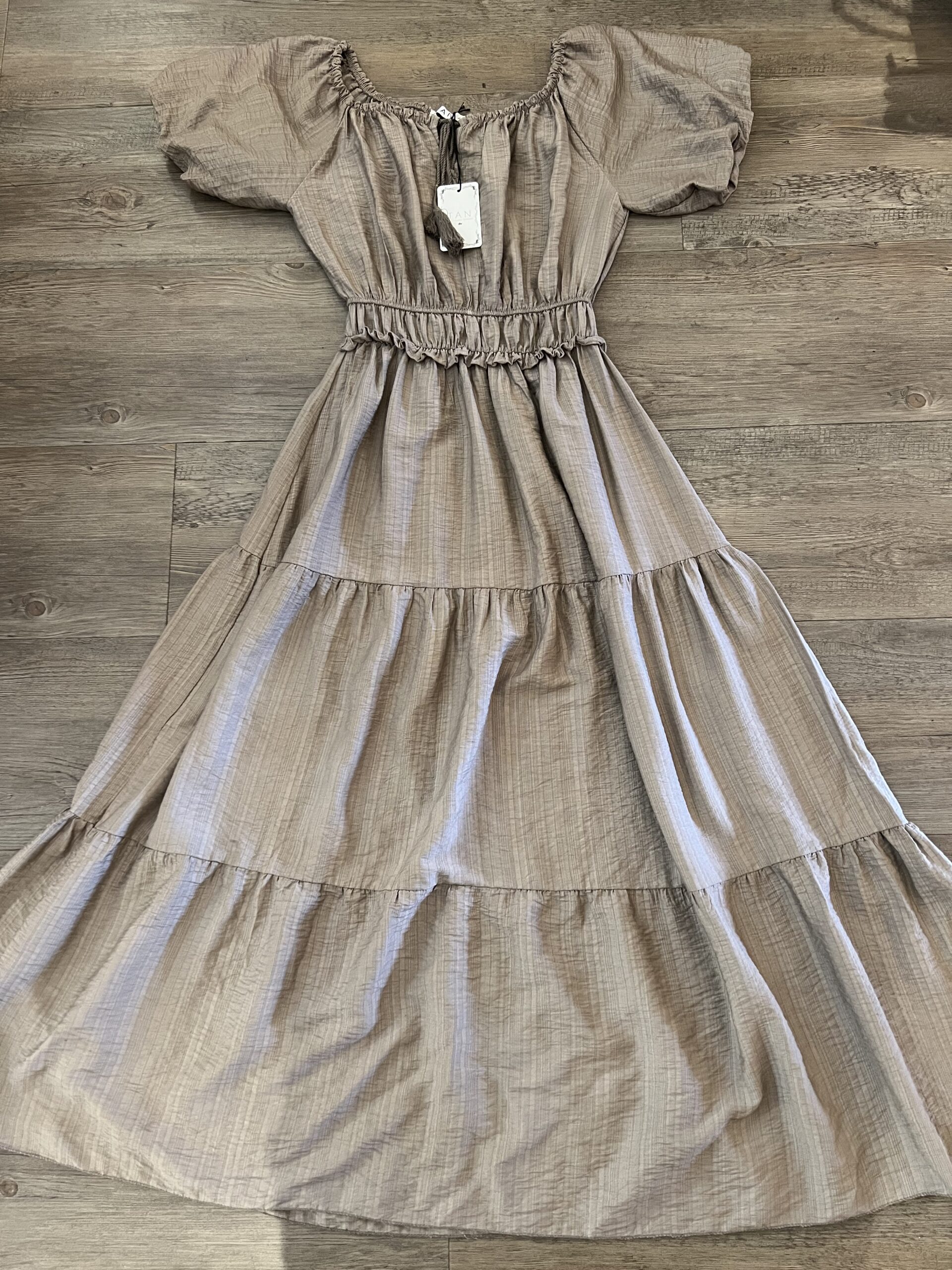 Ibiza jurk one size lang taupe