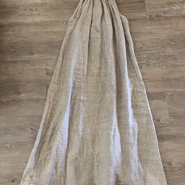 Linnen jurk spaghettibandjes beige one size